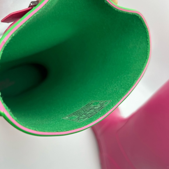 Polo Ralph Lauren, Size 6, Pink Rain Boot With Green Pony & Buckle - Picture 6 of 9